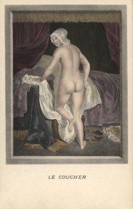 Femme se mettant au lit - French School